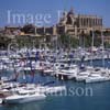 GW17305-50 = Birds eye view of Palma Boat Show 2004 + Palma Cathedral ( Sal Nutic Internacional Palma 2004 ), Palma de Mallorca, Balearic Islands, Spain.