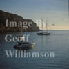 GW11215-50 = Late afternoon sea and boat scape at San Telmo, SW Mallorca, Balearic Islands, Spain. (Note. The Spanish name San Telmo is increasingly being replaced on maps and in guides by the Mallorquin version of Sant Elm).