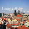 GW01365-32 = Roof top view from the Powder Tower towards the Old Town Church of Our Lady before Tyn with St. Vituss Cathedral behind. Prague. Czech Repulic. Aug 1995. 