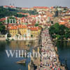 GW01630-32 = View of the little quarter Hradcany and Prague Castle over Charles bridge from old town bridge tower. Prague, Czech Repulic. Aug 1995. 