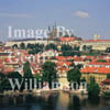 GW01640-32 = View of the little quarter Hradcany and Prague Castle over R. Vltava from old town bridge tower. Prague, Czech Repulic. Aug 1995.