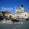 GW01700-32 = Church of St. Nicholas in the old town with carriage. Prague, Czech Repulic. Aug 1995.