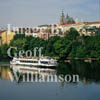 GW01710-32 = St. Vituss Cathedral, Prague Castle and sightseeing boat on R. Vltava. Prague, Czech Repulic. Aug 1995. 