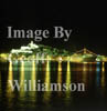 GW01730-32 = Cruise ship 'SEAWING' + Ibiza town at night. Ibiza, Baleares, Spain. 1995.