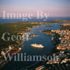 GW05030-32 = Aerial view of Cruise Ship 'WIND SPIRIT' departing Mahon, Menorca, Baleares, Spain. 1998.