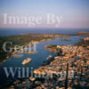 GW05050-64 = Aerial view of WIND SPIRIT departing Mahon, Menorca, Baleares, Spain.