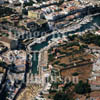 GW05660-32 = Aerial view of the City of Ciutadella (formerly Ciudadella) with horsemen on the beach during the Fiesta of San Juan (famous equine activities), Menorca, Baleares, Spain. 1999. 