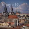 GW20890-50 = Roof top view from the Powder Tower towards the Old Town Church of Our Lady before Tyn with St. Vituss Cathedral behind. Prague. Czech Repulic.