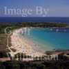 GW28050-60 = Aerial view - large remote cala / bay with long sandy beach and leisure craft at anchor - South Coast Menorca, Balearic Islands, Spain. 20th September 2006. 