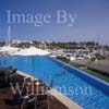 GW30110-60 = Scene at Cala D'Or Yacht Club - swimmers in pool overlooking Marina of Cala D'Or, Cala D'Or, Ajuntamiento de Santanyi, South East Mallorca, Balearic Islands, Spain. 11th September 2007. Model Release.