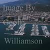 GW31140-60 = Aerial view over marina, luxury sailing and motor yachts, and hotels on the Palma Paseo Maritimo, in the Port of Palma de Mallorca, Balearic Islands, Spain. 15th August 2003.