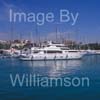 GW32291-60 = Johnson 105 luxury 32 mtr motor yacht / superyacht arriving at Palma International Boat Show 2008 in Old Port ( Moll Vell / Muelle Viejo ) Area of the Port of Palma de Mallorca, Balearic Islands, Spain. 25th April 2008.