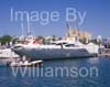 GW32500-60 = Scene with Rib and Pershing 90 superyacht / motor yacht and Palma Cathedral in background at the Palma International Boat Show 2008, Port of Palma de Mallorca, Balearic Islands, Spain. 1st May 2008.