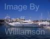 GW32505-60 = Scene with Pershing 90 superyacht / motor yacht in the foreground at the Palma International Boat Show 2008, Port of Palma de Mallorca, Balearic Islands, Spain. 1st May 2008.