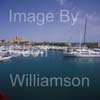 GW32580-60 = Panoramic view over Palma International Boat Show 2008 with gothic Palma Cathedral in the background, in the Palma Old Port ( Moll Vell / Muelle Viejo ) Area of the Port of Palma de Mallorca, Balearic Islands, Spain. 2nd May 2008.