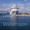 GW32745-60 = Luxury P&O flagship cruise ship Ventura ( P and O Cruise Lines ) demonstrating amazing maneuverability as she gently pirouettes away from her berth on departure from the Port of Palma de Mallorca, Balearic Islands, Spain. 4th June 2008. 