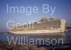 GW33465-60 = P&O ( P and O ) Cruise lines flagship Ventura during early morning entry into the Port of Palma de Mallorca ( with the historic Porto Pi lighthouse in LHS background ), Balearic Islands, Spain. 17th August 2008.