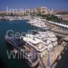 GW34160-60 = Palma International Boat Show 2009 - Panoramic Images with the Sanlorenzo stand in the foreground ( Sanlorenzo 40 Alloy, SD92, SL88, SL82, SL72 and Bluegame 47 ) and historic Palma Gothic Cathedral behind, Palma Old Port ( Moll Vell / Muelle Viejo ), Port of Palma de Mallorca, Balearic Islands, Spain. 2nd May 2009.