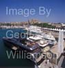 GW34170-60 = Palma International Boat Show 2009 - Panoramic Image with the Sanlorenzo stand in the foreground ( Sanlorenzo 40 Alloy, SD92, and SL82 ) and historic Palma Gothic Cathedral behind, Palma Old Port ( Moll Vell / Muelle Viejo ), Port of Palma de Mallorca, Balearic Islands, Spain. 2nd May 2009.