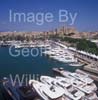 GW34185-60 = Palma International Boat Show 2009 - Panoramic Image with the Sanlorenzo stand in the foreground ( Sanlorenzo 40 Alloy on LHS, SD92, SL88, SL82, SL72 and Bluegame 47 ) and historic Palma Gothic Cathedral behind, Palma Old Port ( Moll Vell / Muelle Viejo ), Port of Palma de Mallorca, Balearic Islands, Spain. 2nd May 2009.