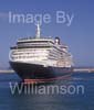 GW34380-60 = Cunard Line Cruise Ship "Queen Victoria" performing a pirouette as she prepares to depart the Port of Palma de Mallorca, Balearic Islands, Spain.  11th May 2009.