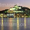 GW02330 = Cruise Ship MV SILVER WIND + Ibiza Town at night, Ibiza, Baleares, Spain. 1996.