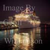 GW28200-60 = P and O Cruise Ship "Artemis" on quay at dusk - with returning excursion coaches on the quay - in the Port of Palma de Mallorca, Balearic Islands, Spain. 11th November 2006.